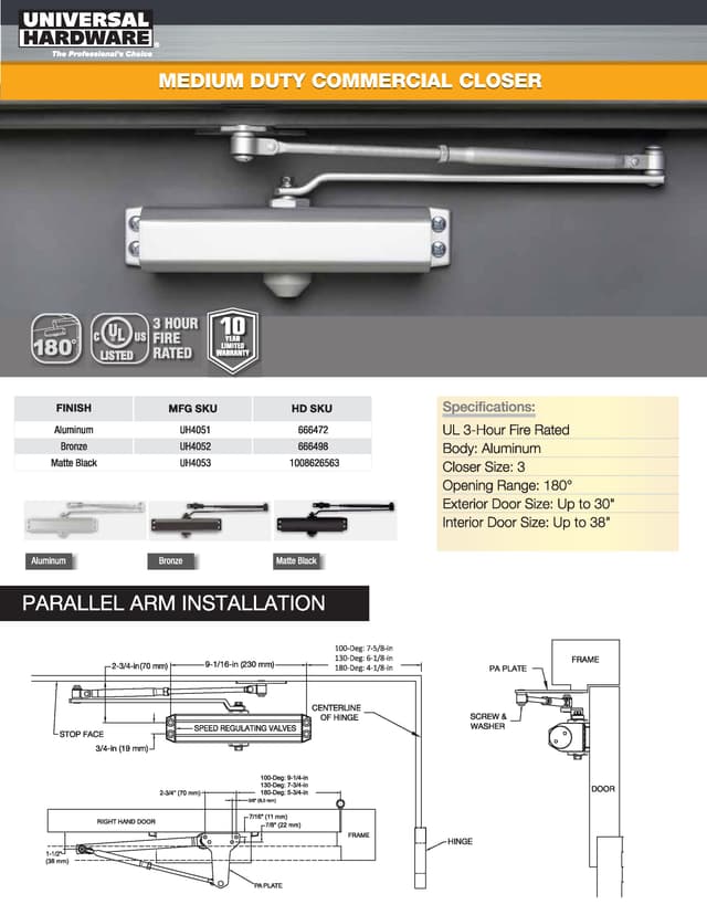 Literature for Medium Duty Commercial Closer